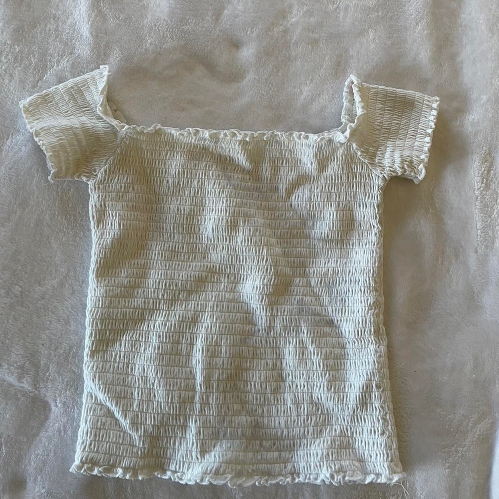 White ruched off the shoulder top